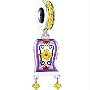 Elegant Silver Charm Pendant - Aladdin Princess & Monkey NWT